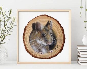 Impression d'art de souris | Art mural souris par Roberto Rizzo | Impressions de souris | Art mural souris douce à partir de la peinture | Décoration d'intérieur de souris