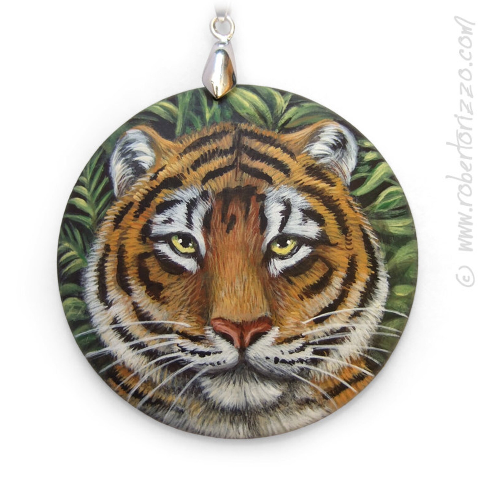 Hand Painted Art Necklace With a a Tiger's Head Original Etsy