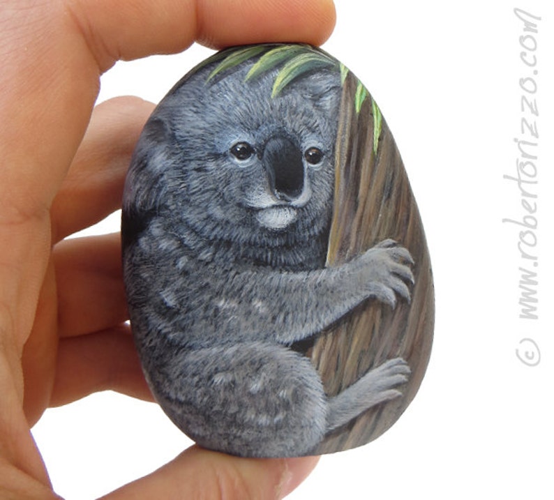 Sweet Koala Painted on A Sea Rock Painted Stones by Roberto Rizzo image 1