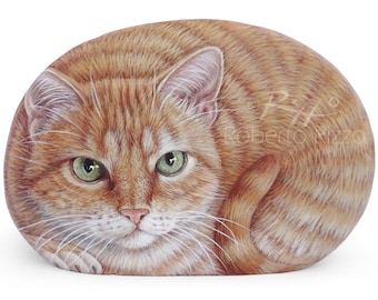 Retratos de mascotas personalizados pintados a mano sobre una piedra marina / Retratos de mascotas por encargo en memoria de su amada mascota hechos a mano por Roberto Rizzo