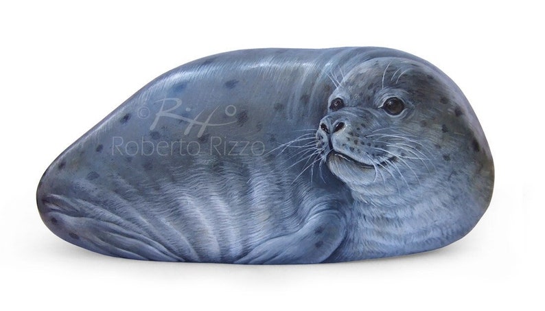 Seal handpainted on stone