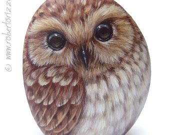 Original Hand Painted Tawny Owl Rock