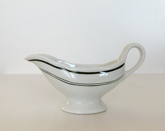 Vintage Green Stripe Diner Gravy Boat