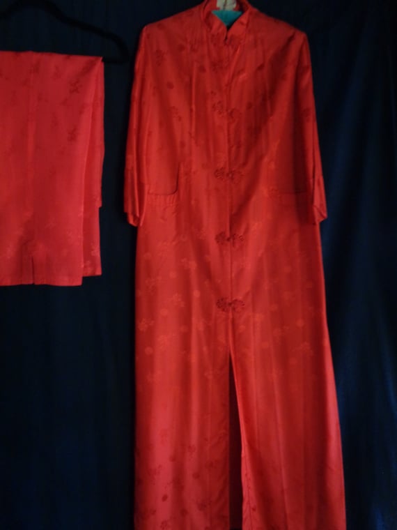 Vintage Chinese set of coat robe and pants pajamas