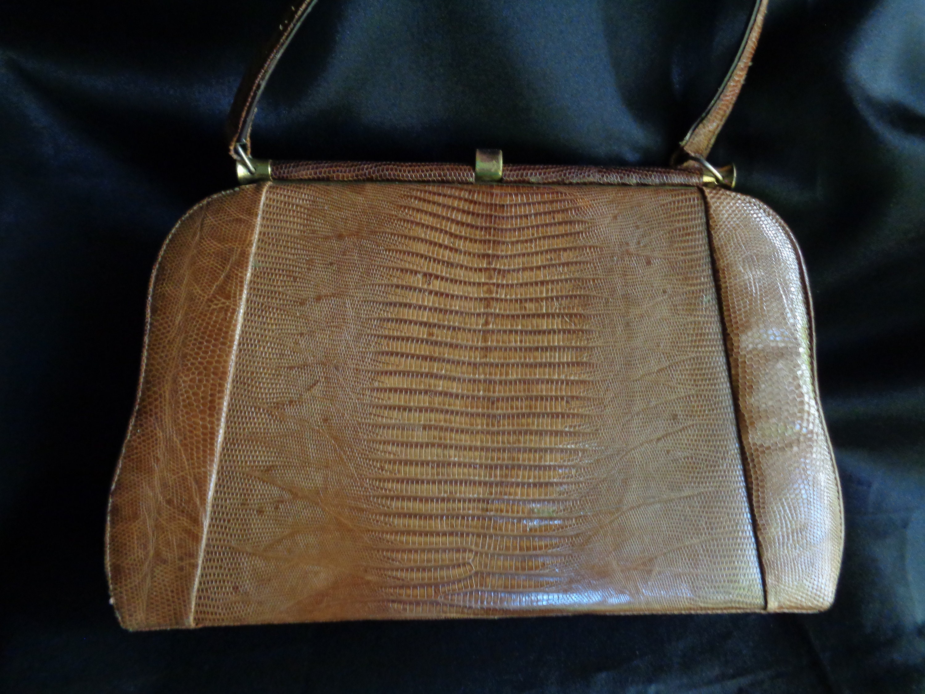 Vintage 1960's Lizard Skin Handbag Large Brown - Etsy