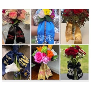 SATIN Monogram Nosegay Ribbon - Prom/Homecoming/HOCO/School Dance