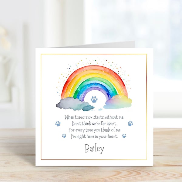 Personalized Pet Loss, Bereavement, Rainbow Bridge Card.