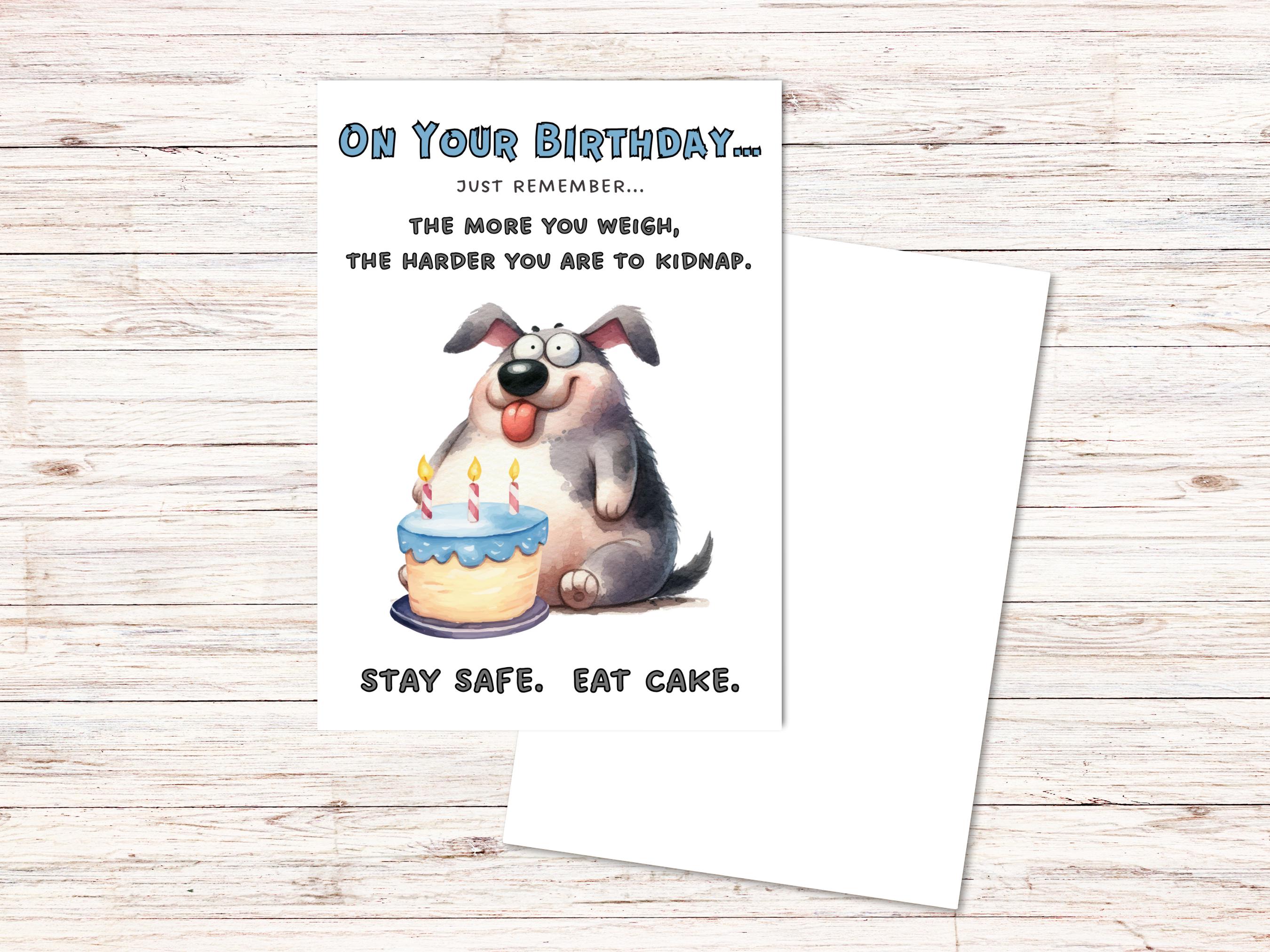 Funny Dog and Cake Birthday Card, Stay Safe Eat Cake. - Etsy