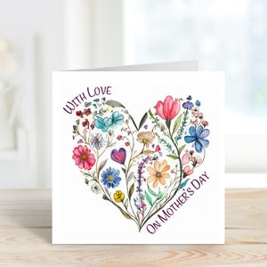 Carte florale de fête des mères, carte pour la fête des mères, carte pour maman, carte de fête des mères pour grand-mère, carte pour tante, carte florale de fête des mères.