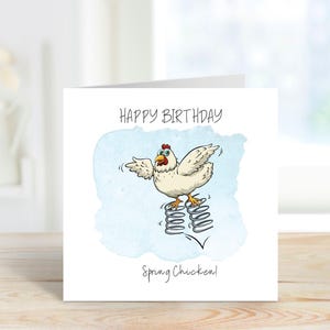 Carte d'anniversaire de poulet de printemps, carte d'anniversaire de poulet drôle, carte d'anniversaire de poule drôle, carte d'anniversaire de poule, carte d'anniversaire de poulet.