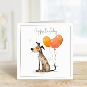 Carte d'anniversaire de chien, carte d'anniversaire de chien mignon, carte d'amant de chien, carte de chien et de ballons, carte d'anniversaire de chien drôle.