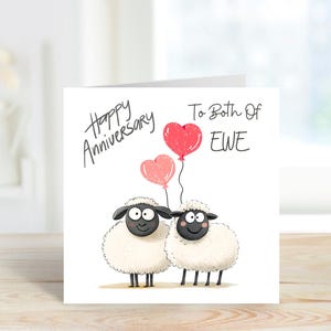 Sheep Design Jubiläumskarte, Jubiläumskarte, Hochzeitsjubiläumskarte, lustige Jubiläumskarte, zu beiden Ewe Jubiläumskarte.