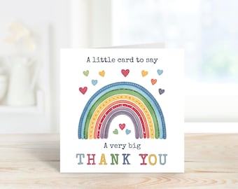 Tarjeta de agradecimiento de arcoíris, tarjeta de agradecimiento, tarjeta de agradecimiento con diseño de arcoíris, tarjeta de agradecimiento colorida, tarjeta de agradecimiento para niños, tarjeta para maestros.