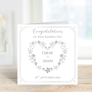 Carte de félicitations de mariage personnalisée, carte de félicitations de mariage strass, carte de mariage personnalisée, carte de mariage strass.
