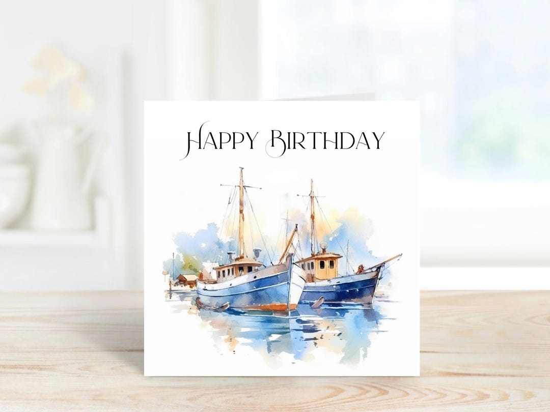 Fishing Boat Design Birthday Card, Birthday Card With Fishing Boats ...