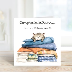 Retirement Congratulations Card, Lazy Cat Retirement Card, Sleeping Cat Retirement Card, Cat Design Retirement Card, Retirement Card.