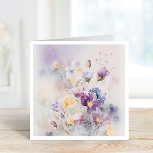 Blumen Aquarell Kunstkarte, Blumen Geburtstagskarte, Blumen leere Karte, Geburtstagskarte für Oma, Blumen jede Anlasskarte, Dankeskarte.
