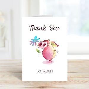 Dankeskarte, Schwein-Dankeschön-Karte, Freundschaftskarte, Mutter, Tochter, Freundkarte, danke so viel Karte.