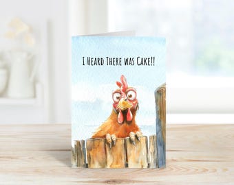 Chicken Birthday Card, Funny Chicken Birthday Card, Hen Birthday Card,