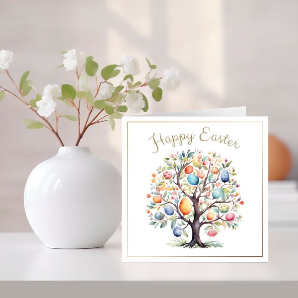 Easter Card, Happy Easter Card, Easter Tree Card, Easter Eggs Card.