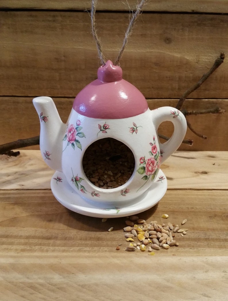 Hanging Ceramic Bird Feeder Teapot Design Bird Feeder. Etsy UK