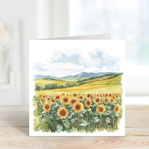 Sunflower Art Card, Sunflower Blank Card, Sunflower Any Occasion Card, Sunflower Birthday Card, Field of Sunflowers, Sunflower Meadow.