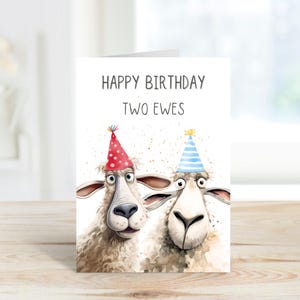 Carte d'anniversaire mouton, carte d'anniversaire deux brebis, carte d'éleveur de moutons, carte d'amant de moutons, carte d'anniversaire de mouton drôle, carte d'anniversaire de brebis.