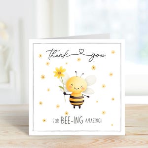 Bee Thank You Card, Bumblebee Thank You Card, Thank You for Being Amazing, Thank You Card.