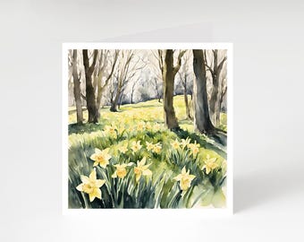 Daffodil Art Card, Daffodil Birthday Card, Daffodil Blank Card, Spring Birthday Card, Daffodil Any Occasion Card.