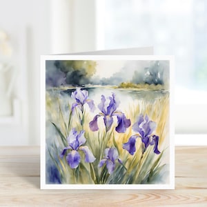 Iris Grußkarte, Iris Geburtstagskarte, Iris, Iris Blankokarte, Iris Karte für jeden Anlass, Blumen Geburtstagskarte, Floral Karte für jeden Anlass.
