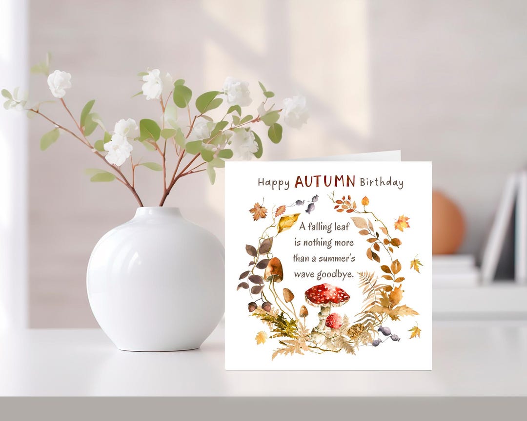 Autumn Birthday Card, Autumn Birthday Greetings Card, Fall Birthday ...