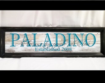 Family Name and Established date Framed Shiplap sign, Personalized Family name sign