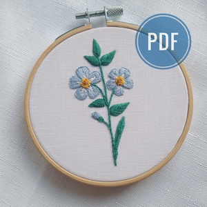 Forget-me-not embroidery pdf pattern - Embroidery PDF Guide
