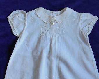 Vintage White Cotton Baby Dress, Hand Embroidered, Philippines Tag
