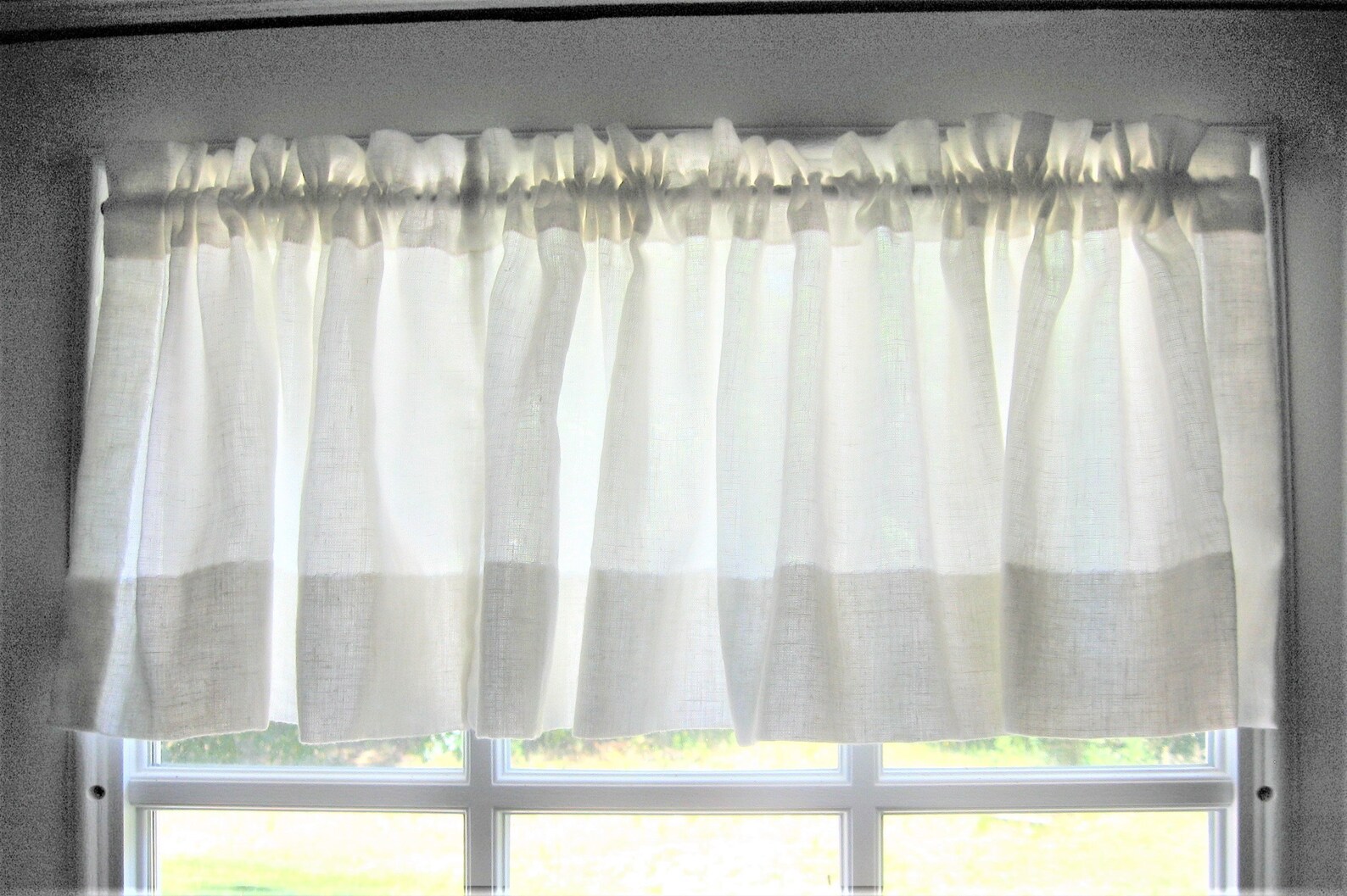 White Linen Weave Window Valance 85x12 or Etsy