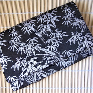 Vintage Yamamoto Clutch Purse w/Mirror, Black with Silver Bamboo