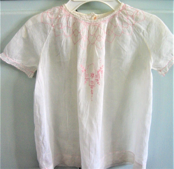 Vintage Handmade Baby Gown, Smocked, Embroidered, 