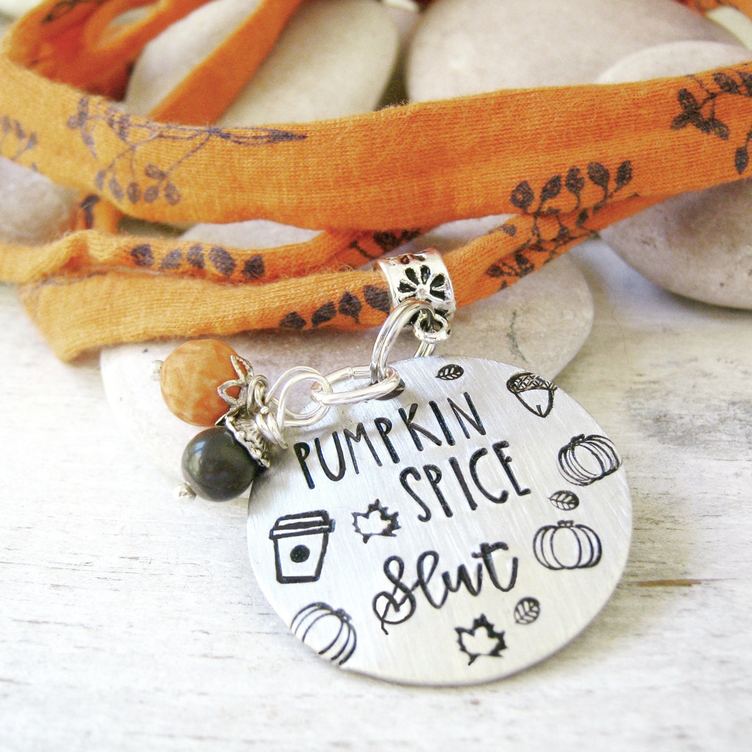 Pumpkin Spice Slut Collar, soft tshirt fabric, orange bdsm collar