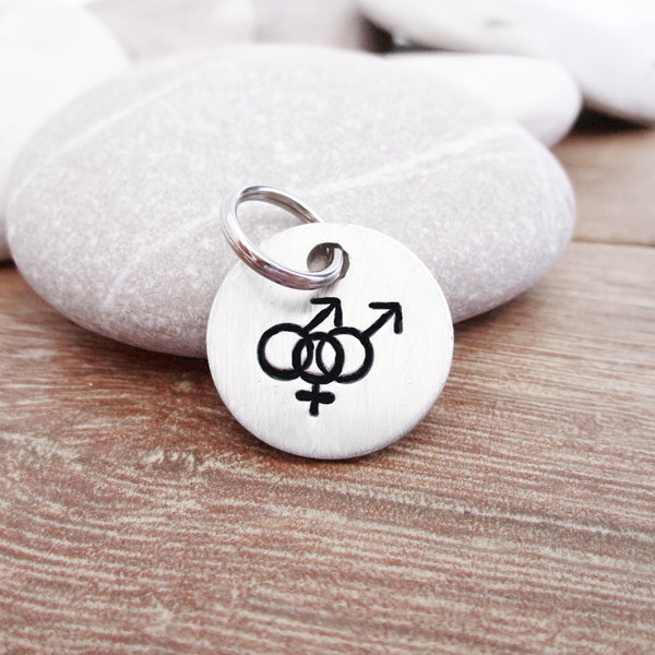 Choose your Threesome Charm, Throuple Charm, Throuple pendant, slave collar tag, 3some, 19mm, ffm, mmf, polyamorous, poly-amorous