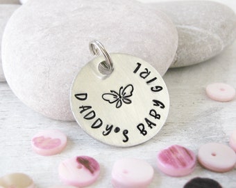 Daddy's Baby Girl Pendant, Collar Tag, Butterfly symbol in middle, customize text around the edge, DDlg babygirl, Daddy's Girl, abdl play