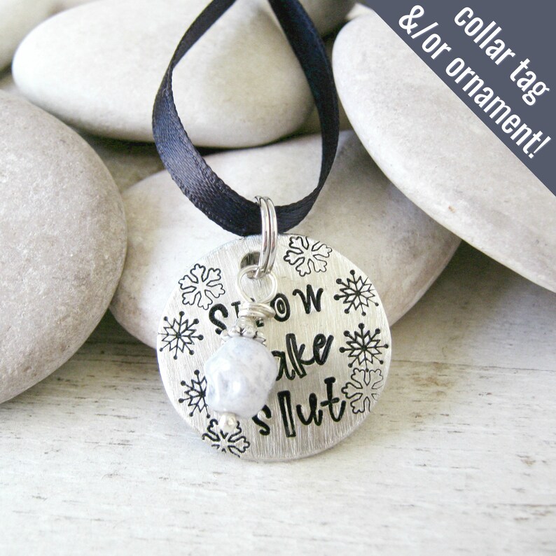 hang it on the tree or wear around your neck Snowflake Slut Collar tag and ornament Christmas collar tag Winter collar DDlg ornament