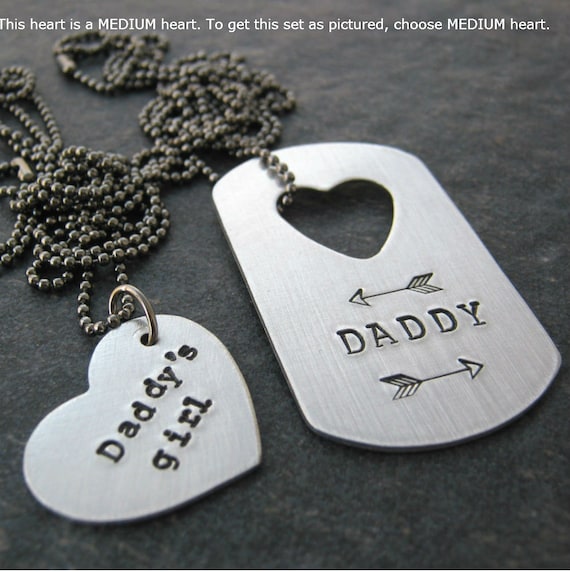 daddy's girl dog tag heart pendant