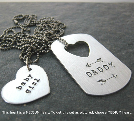 daddy's girl dog tag heart pendant