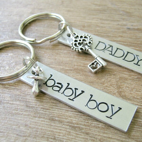 Daddy and Babyboy Keychains, Set of 2 keychains, Key and Pacifier Charms, BDSM keychain, DDlb couple, Daddydom gift, babyboy gift