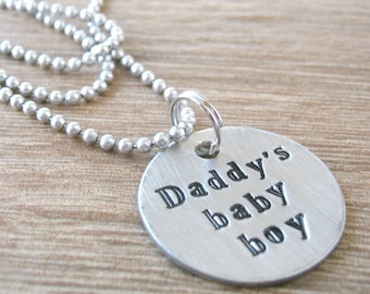 Daddy's Baby Boy Necklace, ball chain or leather cord, Daddy's Boy Necklace, Daddydom, Baby Boy gift, Baby Boi, DDbb necklace, DDlb necklace