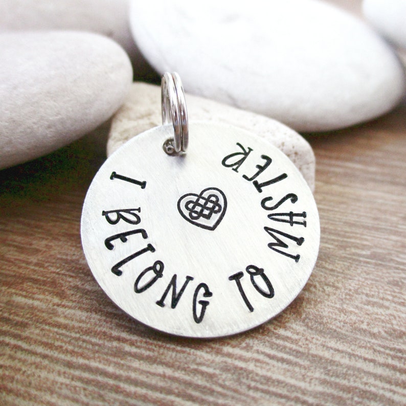 I Belong to Master charm Celtic Heart slave tag 22 letters with spaces max 1 inch alkeme disc BDSM collar charm Master/'s slave