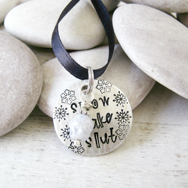 hang it on the tree or wear around your neck Snowflake Slut Collar tag and ornament Christmas collar tag Winter collar DDlg ornament
