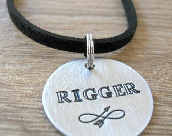 Personalized Slave Necklace, Rigger Necklace, ball chain or leather cord, Bondage Necklace, Bondage Master Necklace