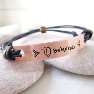 Domme Bracelet, adjustable, one size fits all, Femdom gift, Domme gift, Dominatrix Bracelet, metal and cord choices, vegan options