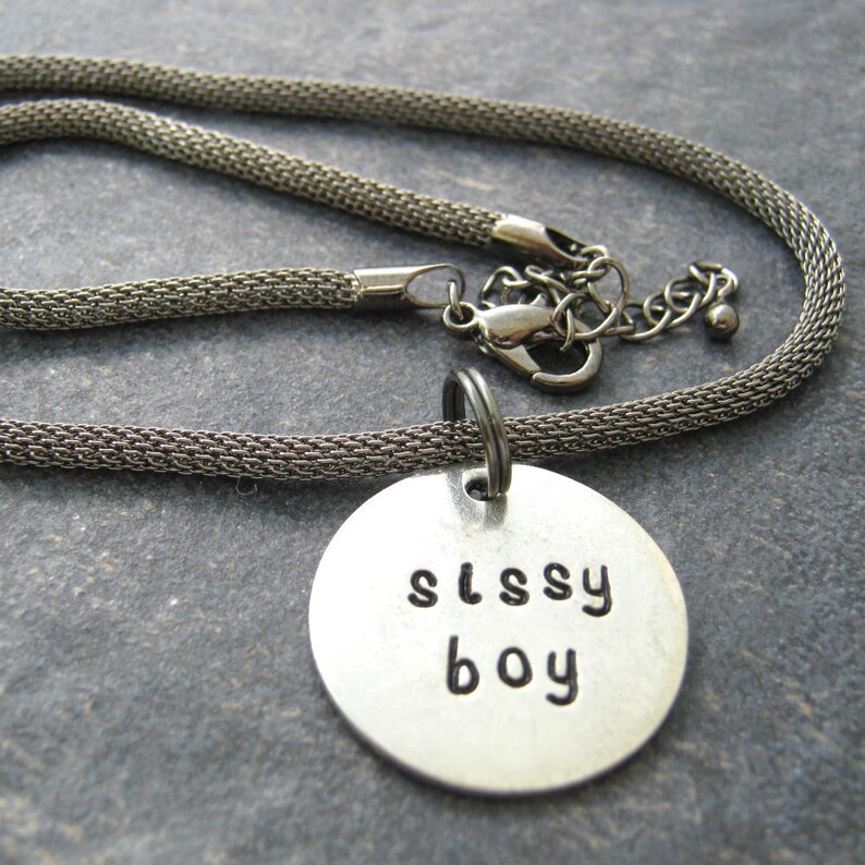 SISSY BOY Necklace on Industrial Gunmetal Mesh Choker 1820 Etsy